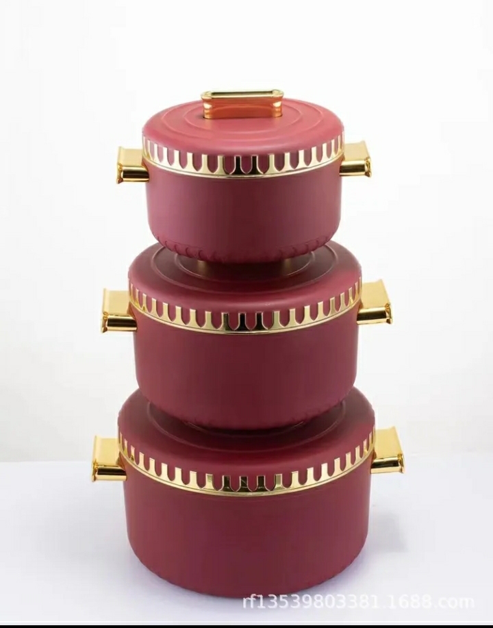 Lunchbox/Hotpot 3Pcs Gold lace Double Layer >6800mls