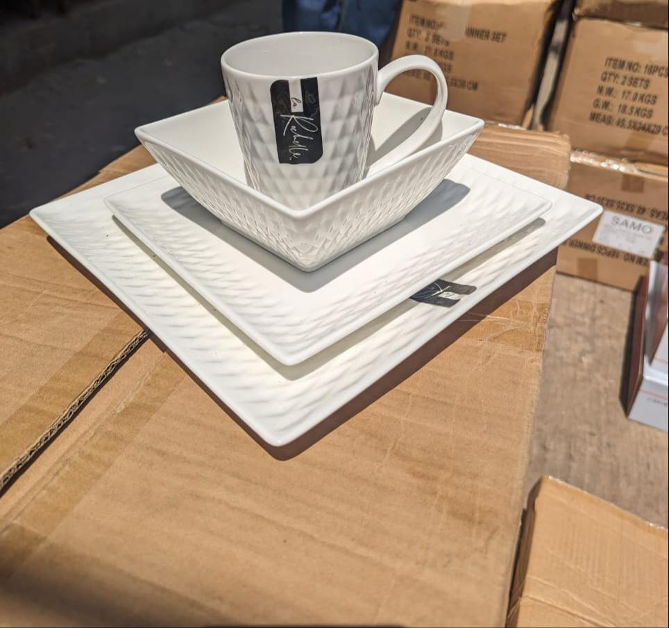 Dinner Set Square Dot Ceramic 16pcs