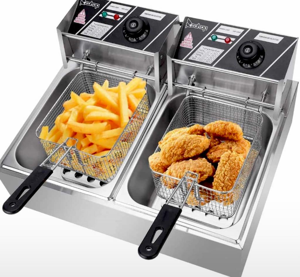Commercial Double Oil Tank 6L+6L Cylinder French Fries Frying Machine Oven Electric Deep Fryer
