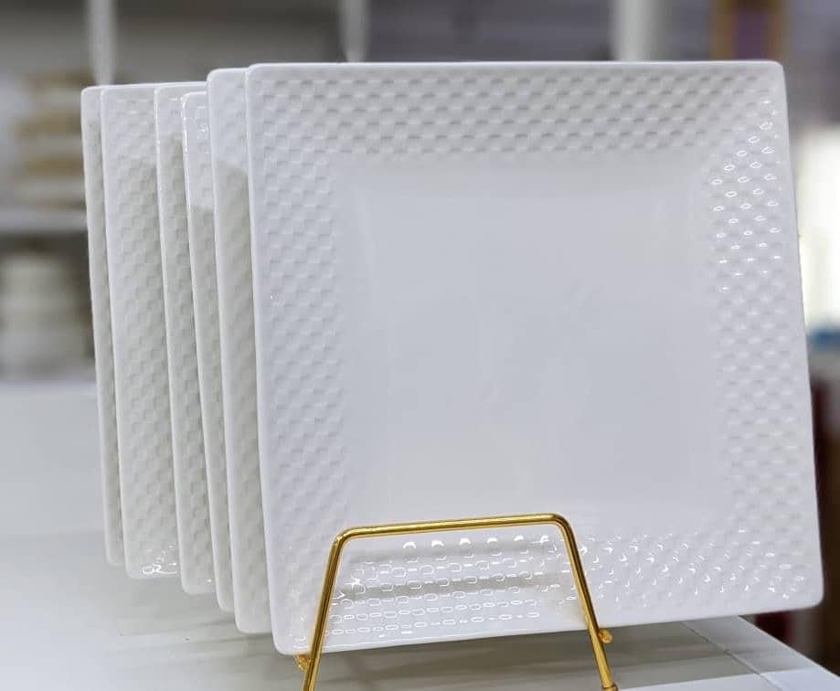 Dinner Plates Dot Square 12pcs